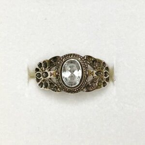 Vintage Oval Cabochon Quartz Ring on Sterling Silver Ring Size 8